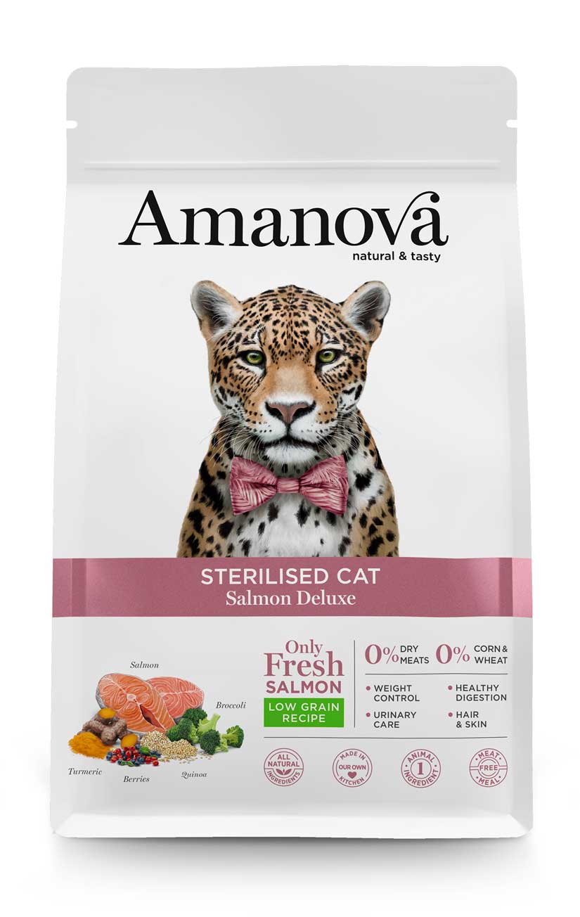 Amanova Sterilised Cat Salmon Deluxe. Low Grain Recipe 1.5Kg