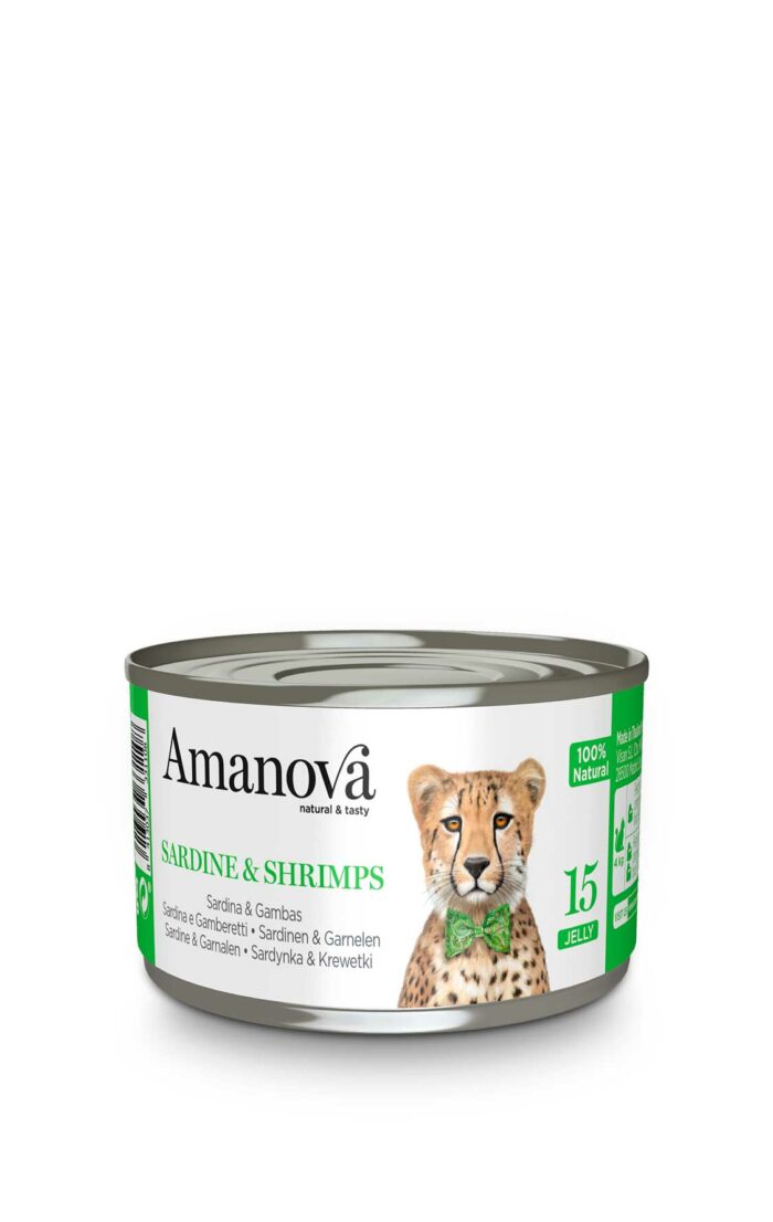 Amanova Sardine & Shrimsps. Sardinas y Gambas en gelatina. 70g