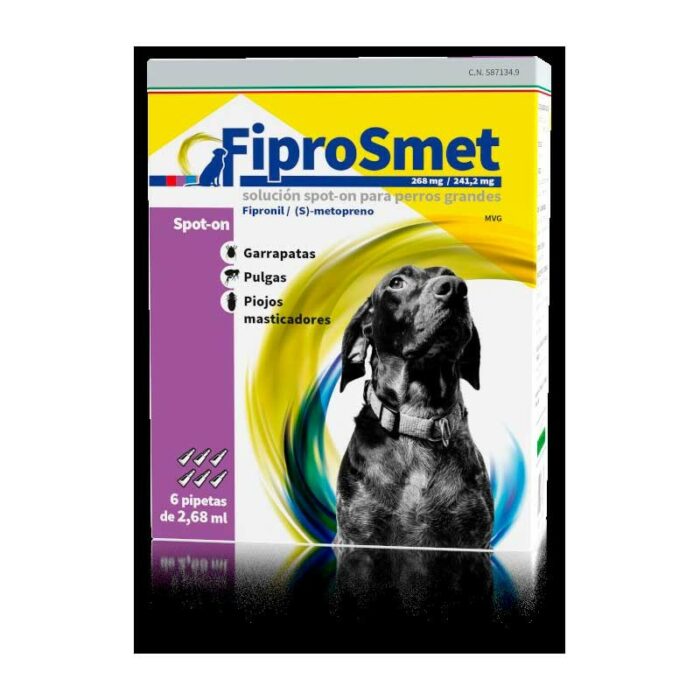 FiproSmet 268/241,2Mg. Perro Grande. 6 Pipetas Violeta de 20 a 40 kilos