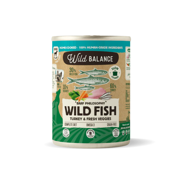 Wild Balance Lata de Pescado y Pavo para perros 400g - Filosofía BARF