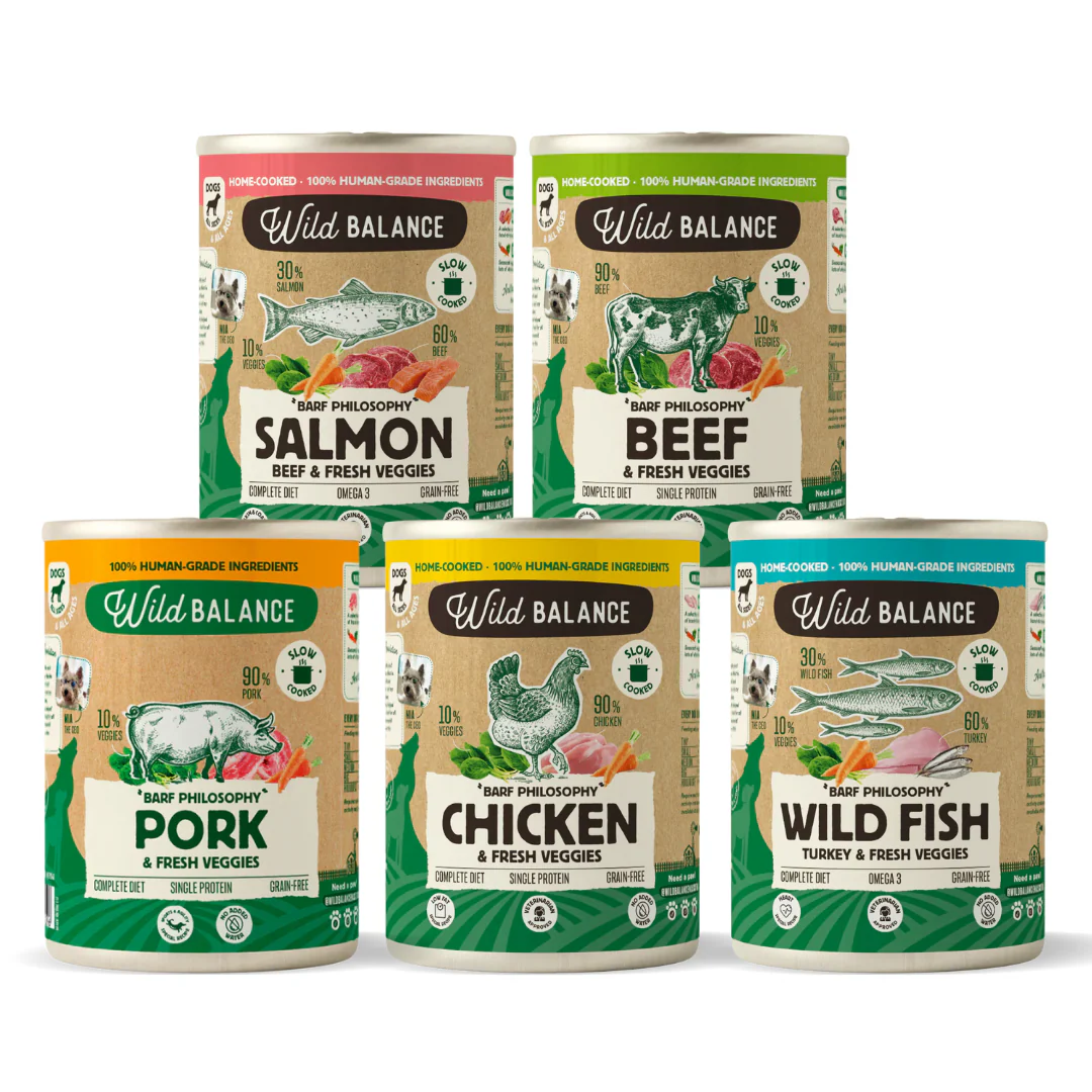 Lata Guiso del pescador Salmón y Cerdo Wild Balance comida casera 400g