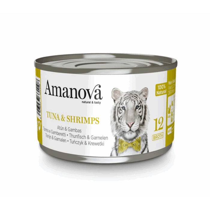 Lata Amanova gato Atún y Gambas en Caldo 70gr